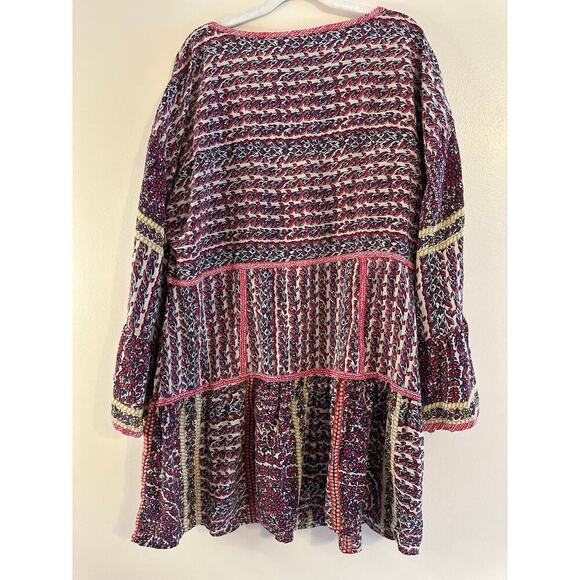 Anthropologie Maeve 100% Silk Tiered V-Neck Cottagecore Boho Floral Tunic Medium - Picture 5 of 8